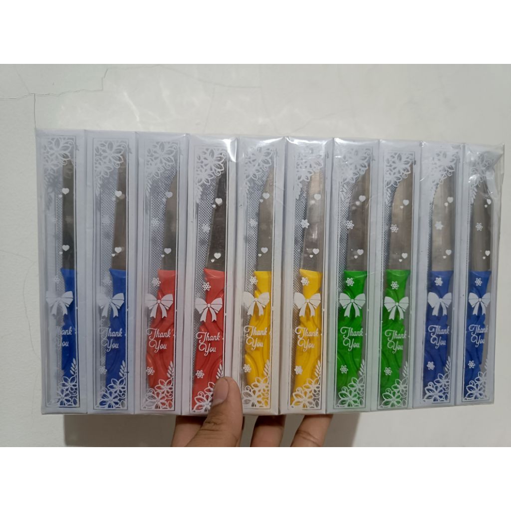 (isi 50 pcs)souvenir pisau dapur kecil kemasan mika motip