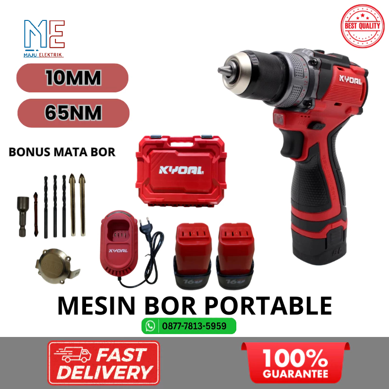 KYOAL Mesin Bor Charge 2Baterai Cordless Drill Brushless Mesin Bor Cas 16volt Multifungsi - KY-1601