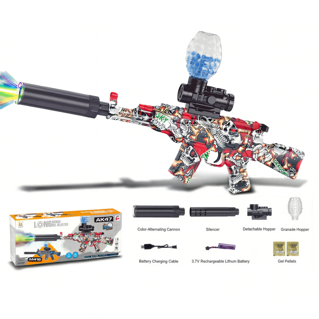 Mainan Anak D-6653/WH41-2 AK47 GEL BLASTER Mainan Tembakan Water Bubble Elektrik AK47  Lampu LED