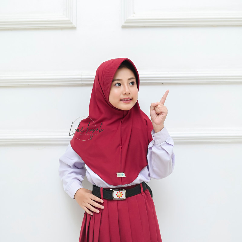 LIKEHIJAB Kerudung Sekolah / Alika Kerudung Bergo Anak Sekolah SD SMP / Kerudung Bergo 4-9 Tahun