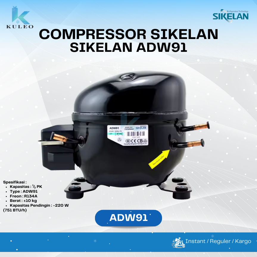 Kompresor Sikelan ADW91 1/2PK - kompresor adw91 sikelan - Kompresor 1/2 PK