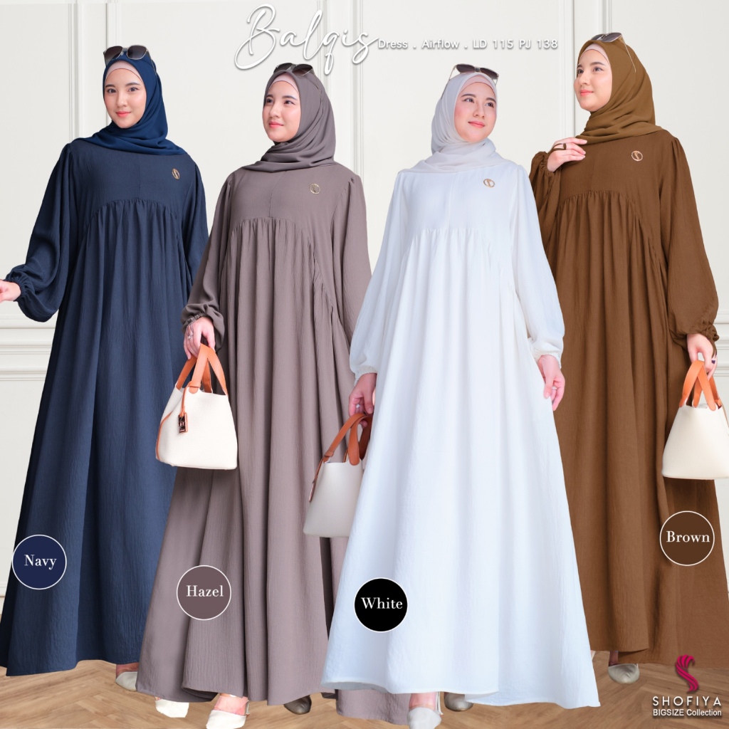 [LD 115] Balqis Dress Gamis Jumbo Wanita Pesta Mewah Premium Ori By Shofiya Hijab