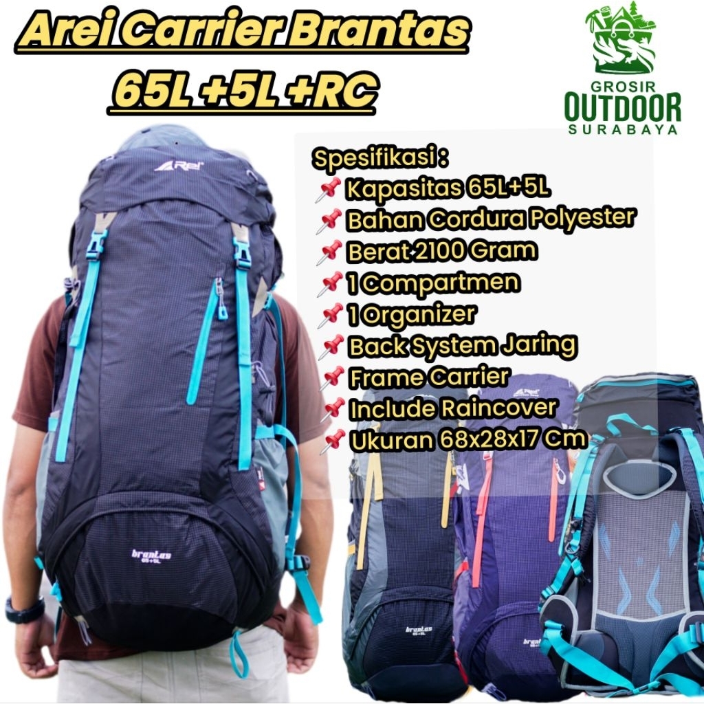 Arei Tas Carrier Brantas 65L +5L + Raincover