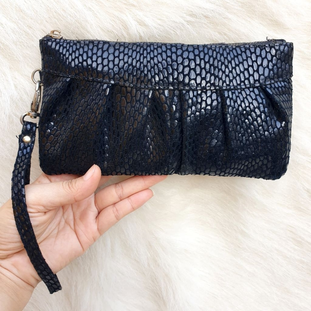 Dompet Pouch Wanita Kulit Asli Hitam