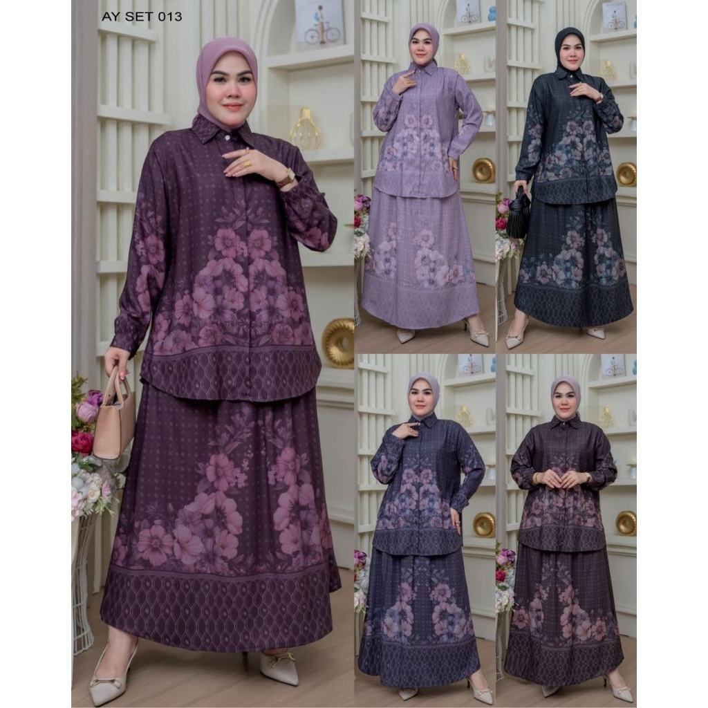 AYJORA SET ROK AY SET 013 GAMIS SYARI MEWAH BRANDED PREMIUM GAMIS SYARI POLOS BASIC DRESS GAMIS SYAR