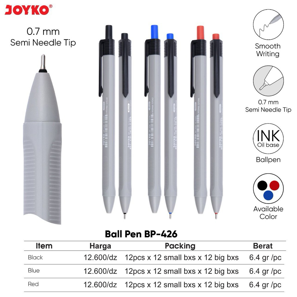 

( 12 pcs ) Ballpen Cetrek BP-426 tinta Hitam / Pulpen / Retracable Pen / Pena / Bolpoin BP426 murah berkualitas isi 12 pcs Joyko