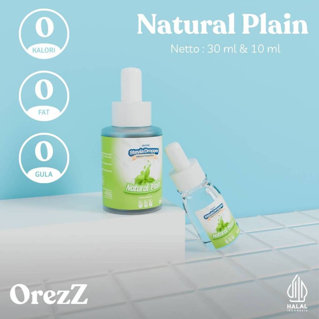 

OREZZ Stevia Dropper Tetes Natural Plain | Sugar Free 30 ml & 10 ml | Diet Keto | Ramah Diabetes | sweetened by Stevia