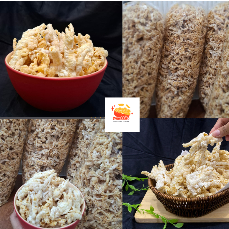 

KERIPIK KULIT CEKER AYAM TANPA TEPUNG TANPA TULANG / CEMILAN GURIH MAKANAN PENDAMPING