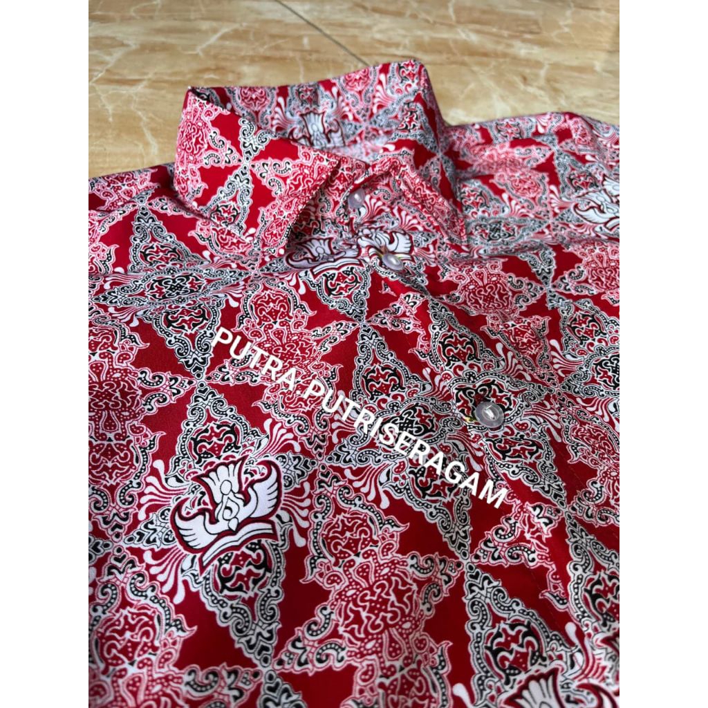 BATIK SD NEGERI/BATIK SD NASIONAL/BAJU BATIK SD MOTIF CITRA MERAH