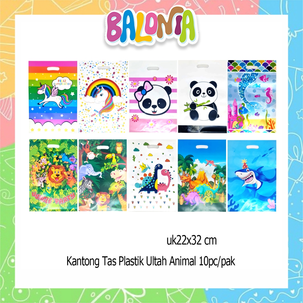 

(Isi 10Pcs UK L) Kantong Tas Plastik Opp Ultah Motif Kids, plastik snack ultah, kantong souvenir, tas plastik kado ultah