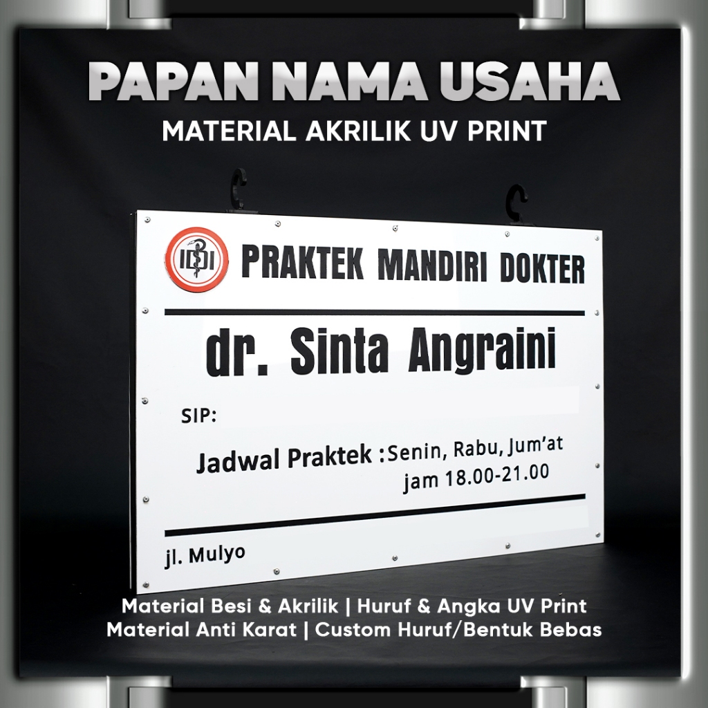 Papan Nama Praktek Dokter Bidan Tenaga Kesehatan Medis Klinik Bahan Akrilik Hiasan Dinding Dekorasi 