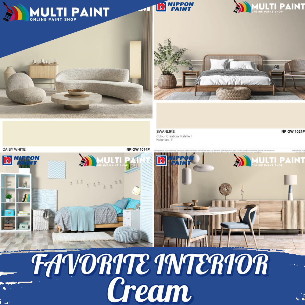 REKOMENDASI WARNA CAT INTERIOR NIPPON PAINT TIN-TING GALON CREAM NIPPON PAINT GALON