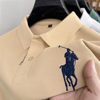 Fashion Bordir polo Kemeja Asli Muda dan Paruh Baya Bordir Santai Katun Murni Kerah Lipat