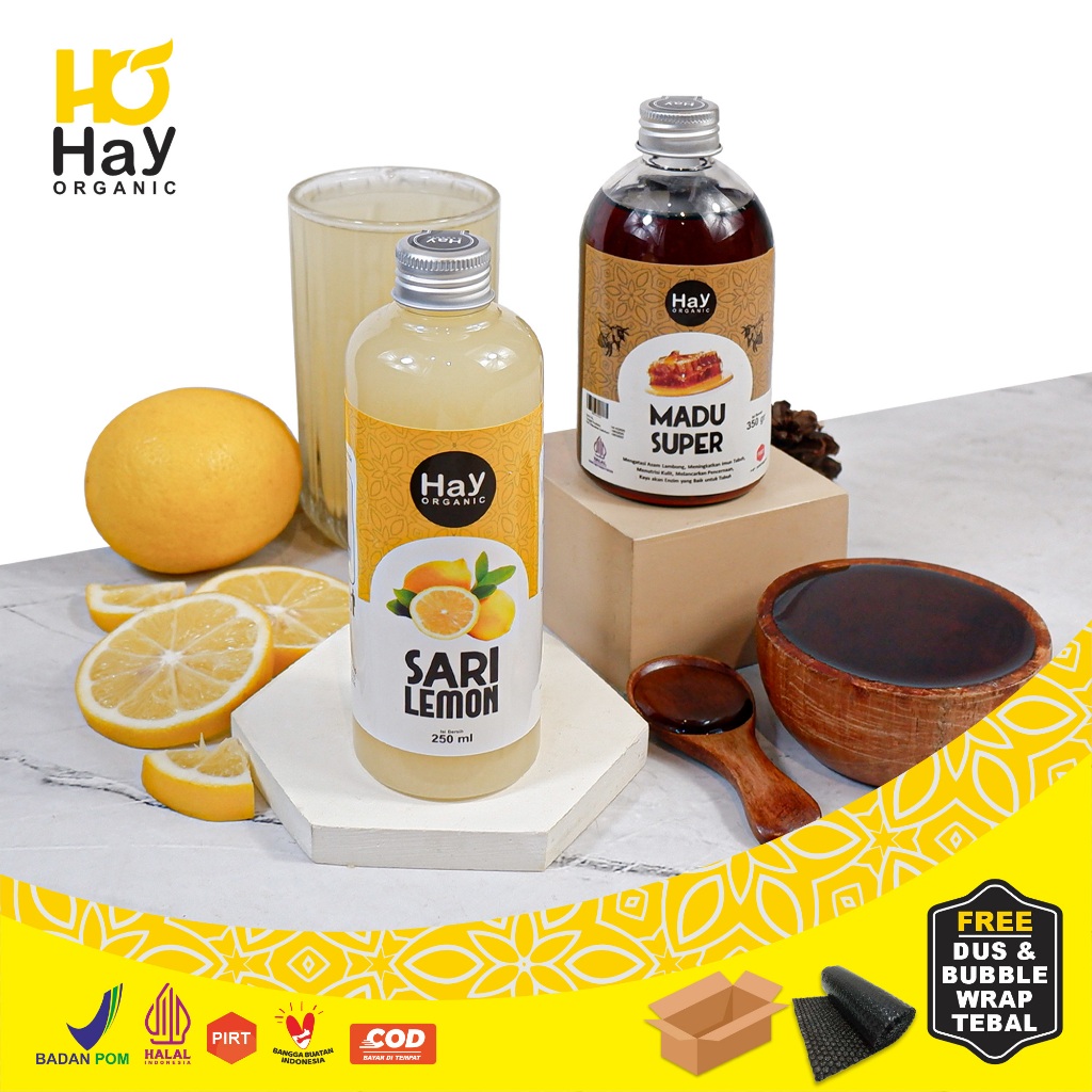 

Hay Organic - Paket Diet Detoks Alami Sari Lemon 250ml dan Madu Super 350gr