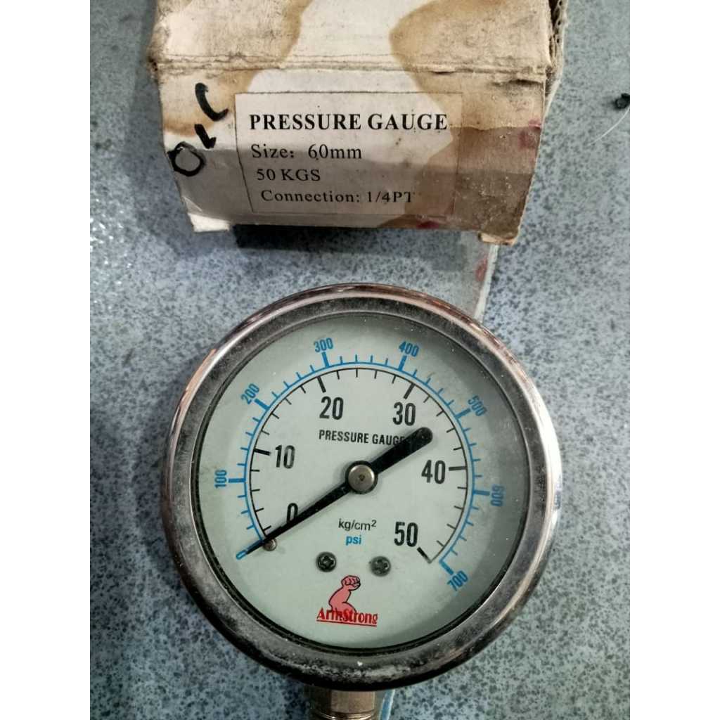 Pressure gauge 50kg/bar 1/4 pt AMSTRONG diameter 60mm/pengukuran tekanan manometer