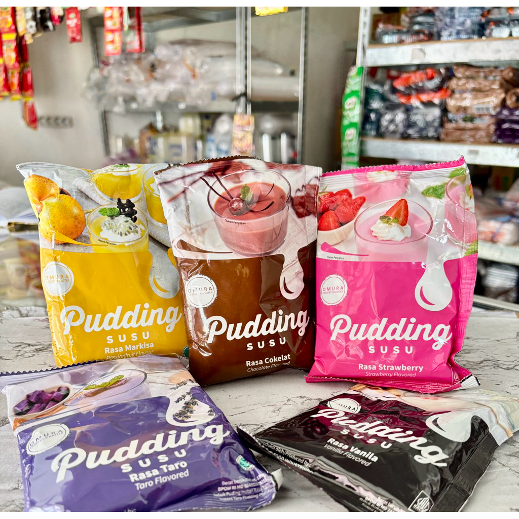 

Omura Dessert Shooter Pudding Susu Rasa Markisa Coklat Strawberry Taro dan Vanila
