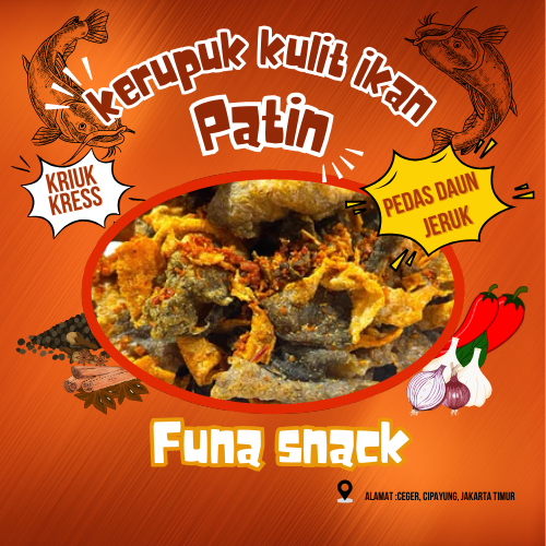 

OLEH-OLEH Keripik Kulit Ikan Patin Original Dan Pedas Daun Jeruk 250Gram