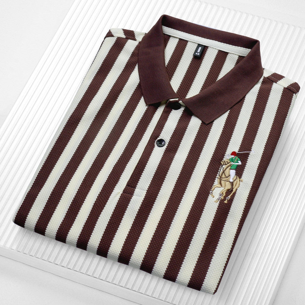 Kaos Polo Pria Lengan Pendek  Tinggi polo shirt pria kaos garis pria lengan pendek bordir t shirt