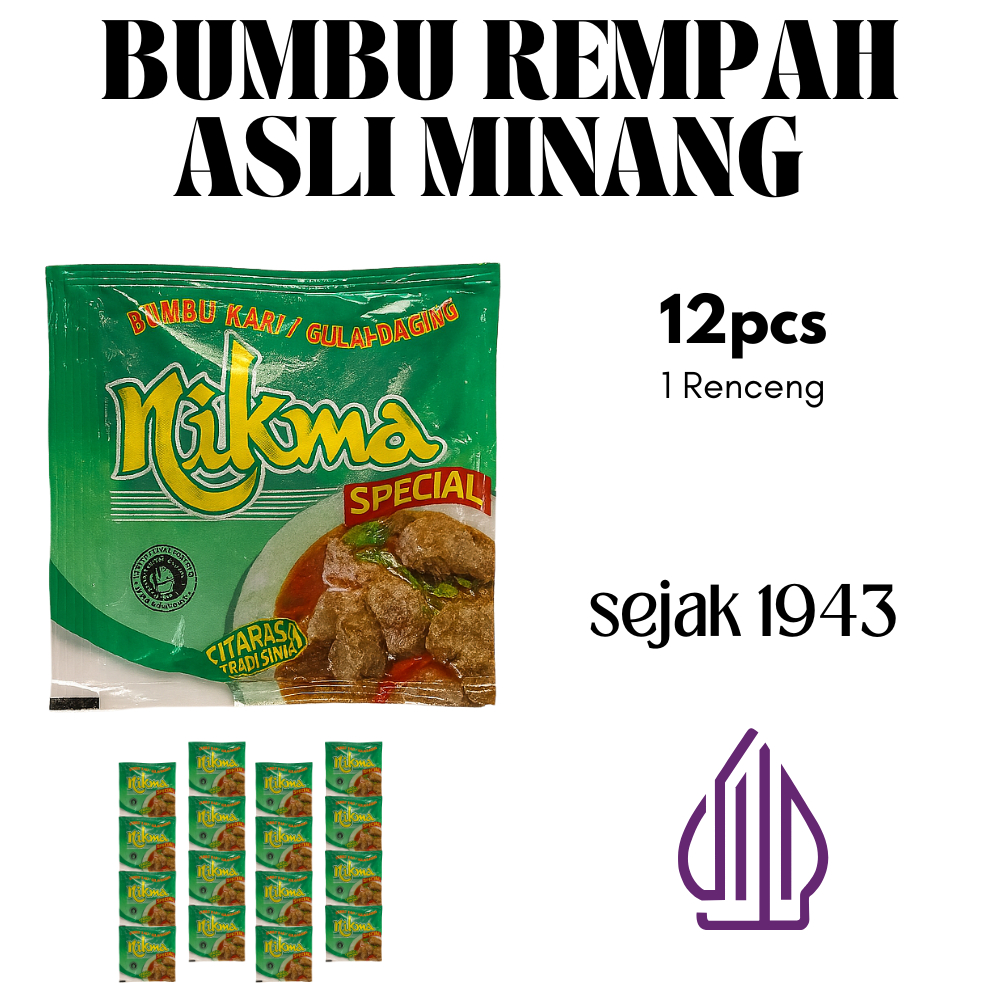 

Gulai NIKMA Bumbu Instan Halal 12 Sachet 1 Renceng Praktis Masakan Minang