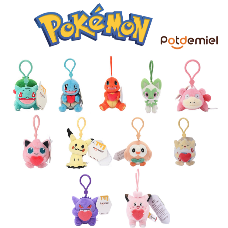 Gantungan Boneka Pokemon Potdemiel Bulbasaur Squirtle Charmander Sprigatito Slowpoke Jigglypuff Mimi