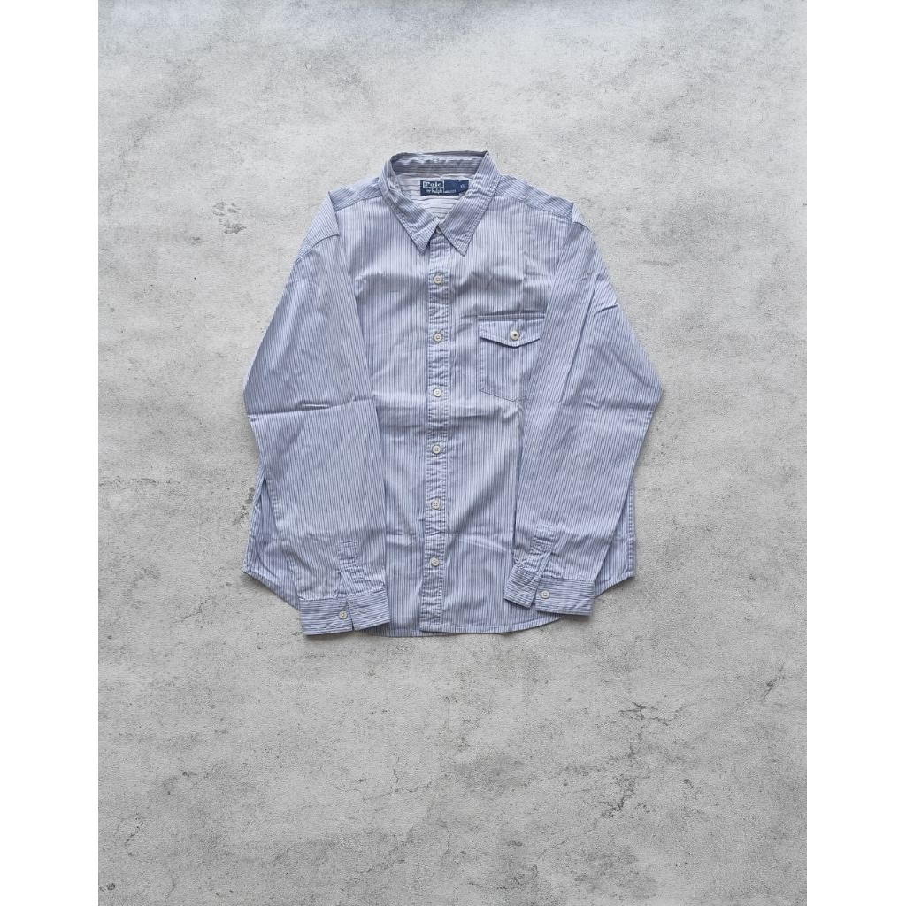 Kemeja Polo by Ralph Lauren Vintage Stripped US Navy Naval Nautical Shirt