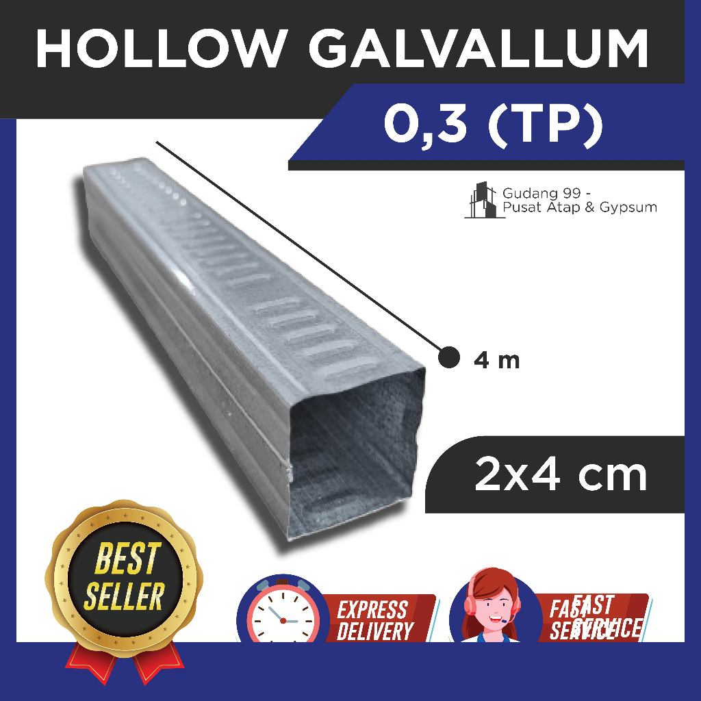HOLLOW 4x4 0,3mm TP / HOLO / RANGKA HOLLOW GYPSUM / HOLLOW GALVALUM PROFIL