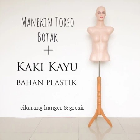 Manekin Torso Cewek Dewasa + Kaki Kayu