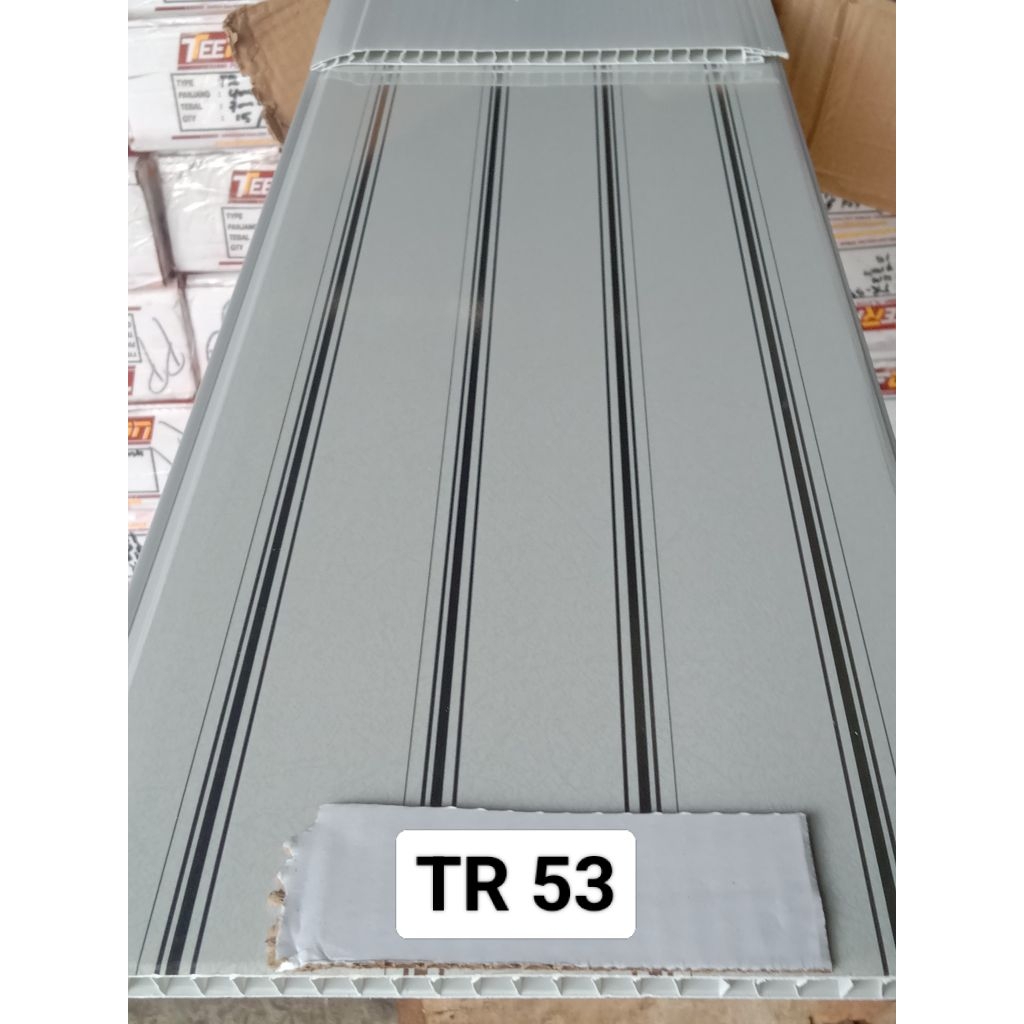 promo perdus plafon PVC putih motif garis glossy 7mm TR-53 (15 lembar )