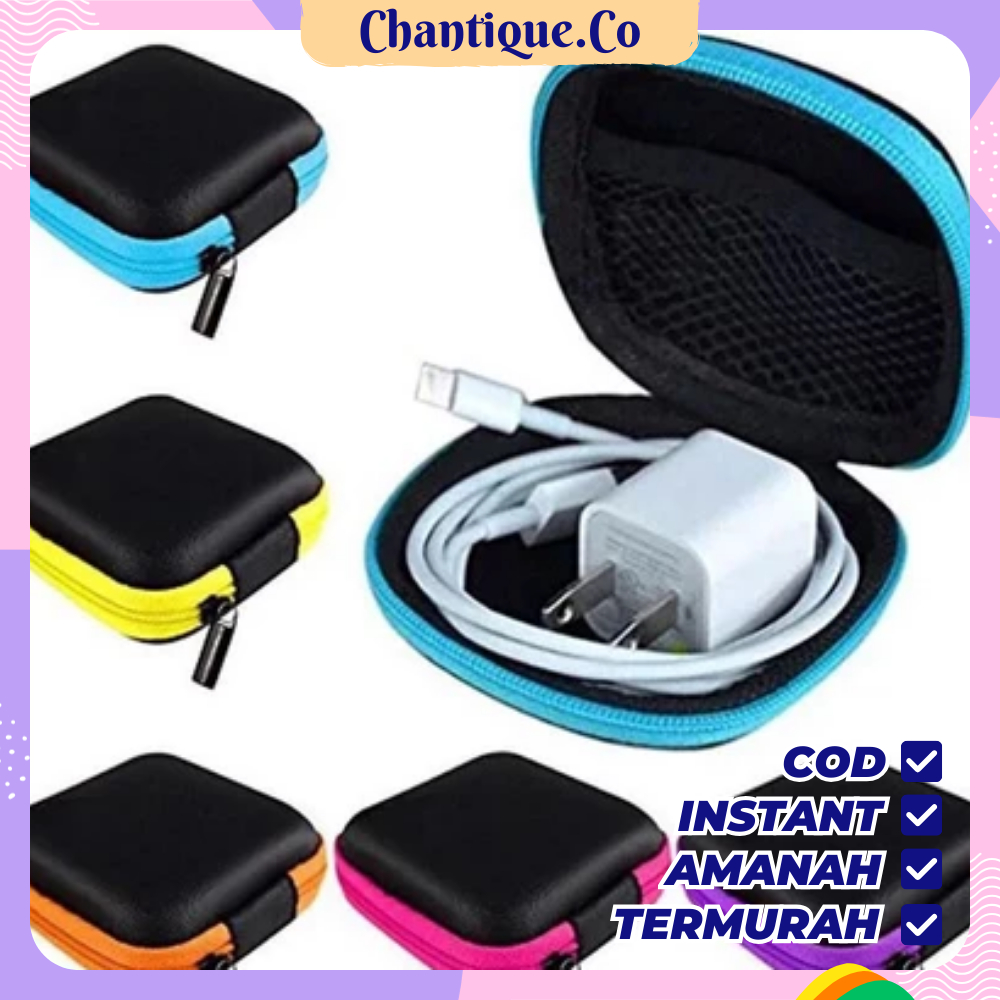 Kotak Headset & Koin Dompet Petak Pouch Penyimpanan Charger Mini Case Organizer Kabel Headset Blueto