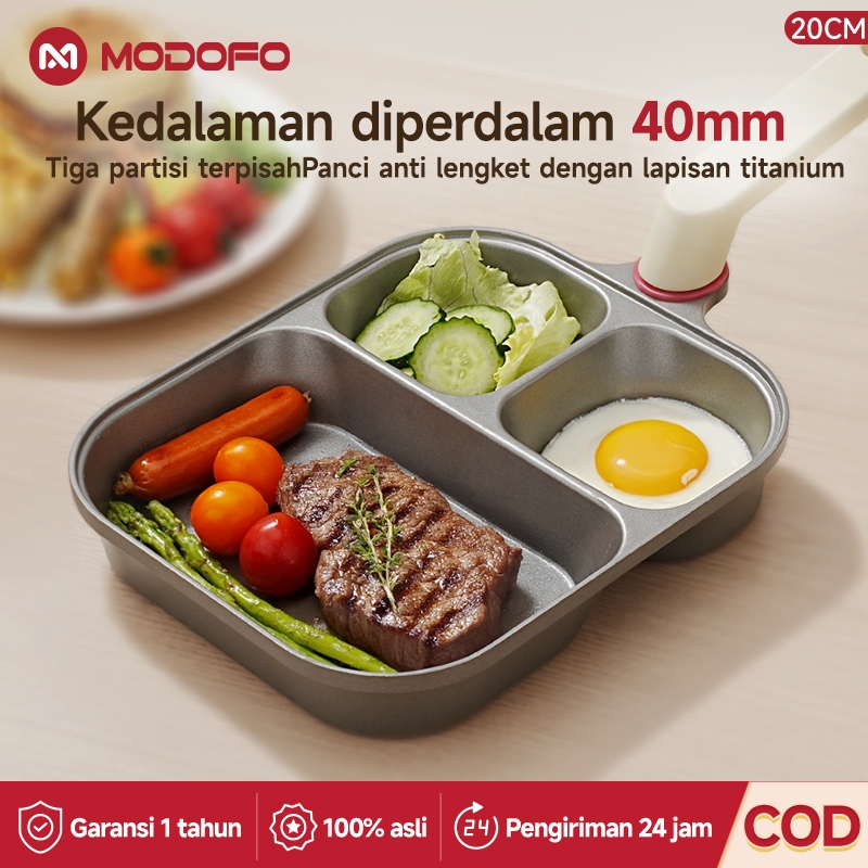 [ COD ] MODOFO Wajan Penggorengan Telur 3in1 Pancake Omlet Pan Breakfast Anti Lengket Egg Pan Wajan 