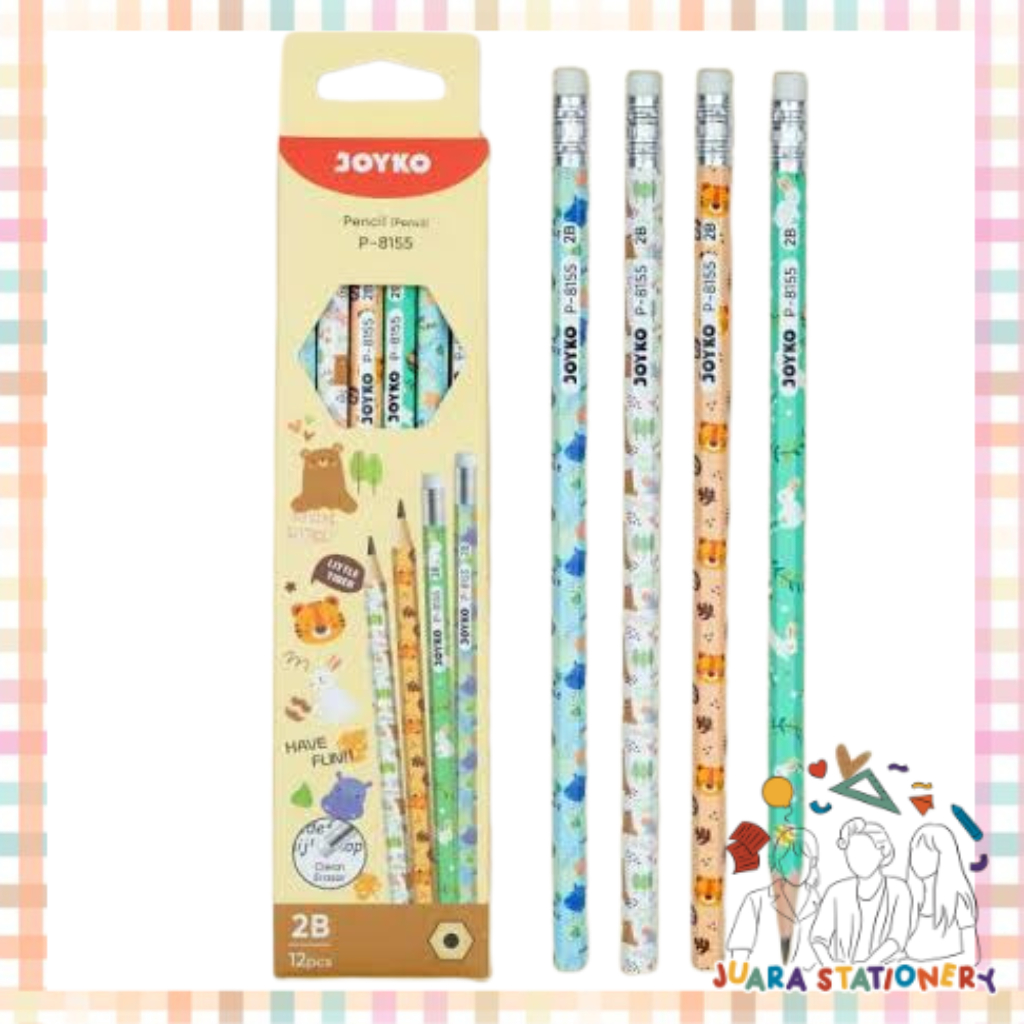 

(978) Pensil 2B Joyko P-8155 Animal Lover PER LUSIN / 12 PCS / Pensil 2B Pensil Ujian Pensil sekolah
