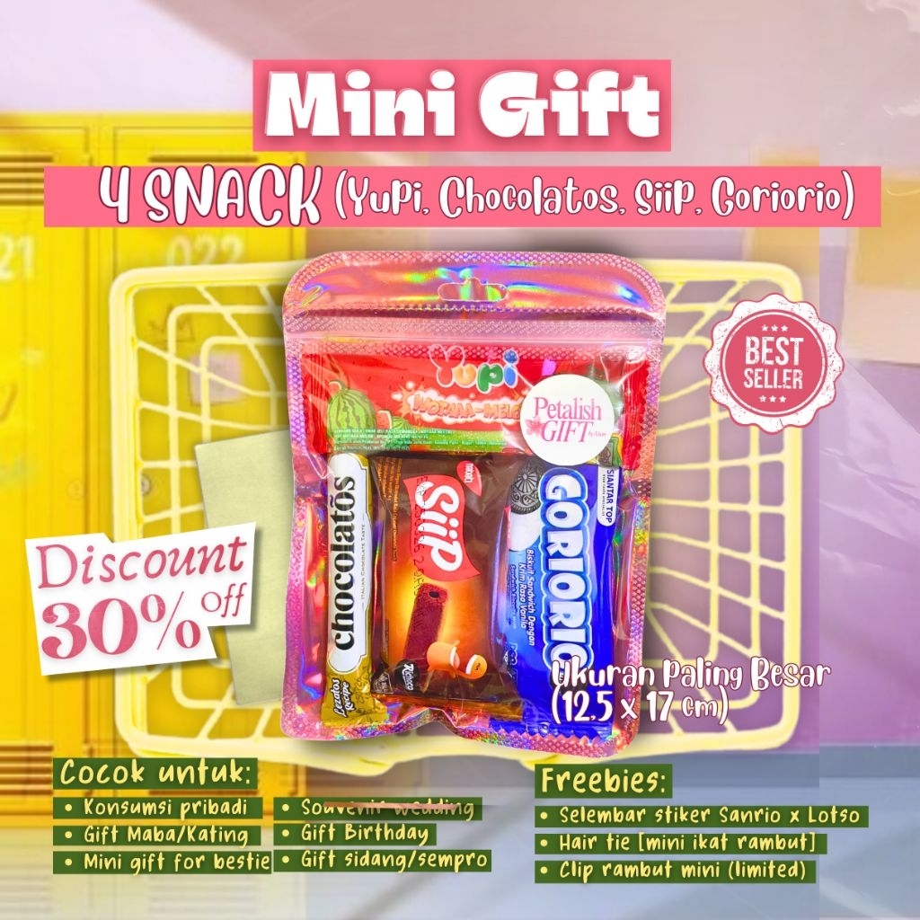 

PAKET HEMAT GIFT 10 BUNGKUS | 4 SNACK (CHOCOLATOS,GORIORIO,YUPI,SIIP) | TERMURAH AESTHETIC HOLOGRAM UNTUK GIFT BIRTHDAY, BESTIE, WISUDA, HADIAH, GIFT MABA, GIFT KATING, GIFT KAKEL, GIFT DEKEL, SIDANG, SEMPRO, SOUVERNIR WEDDING