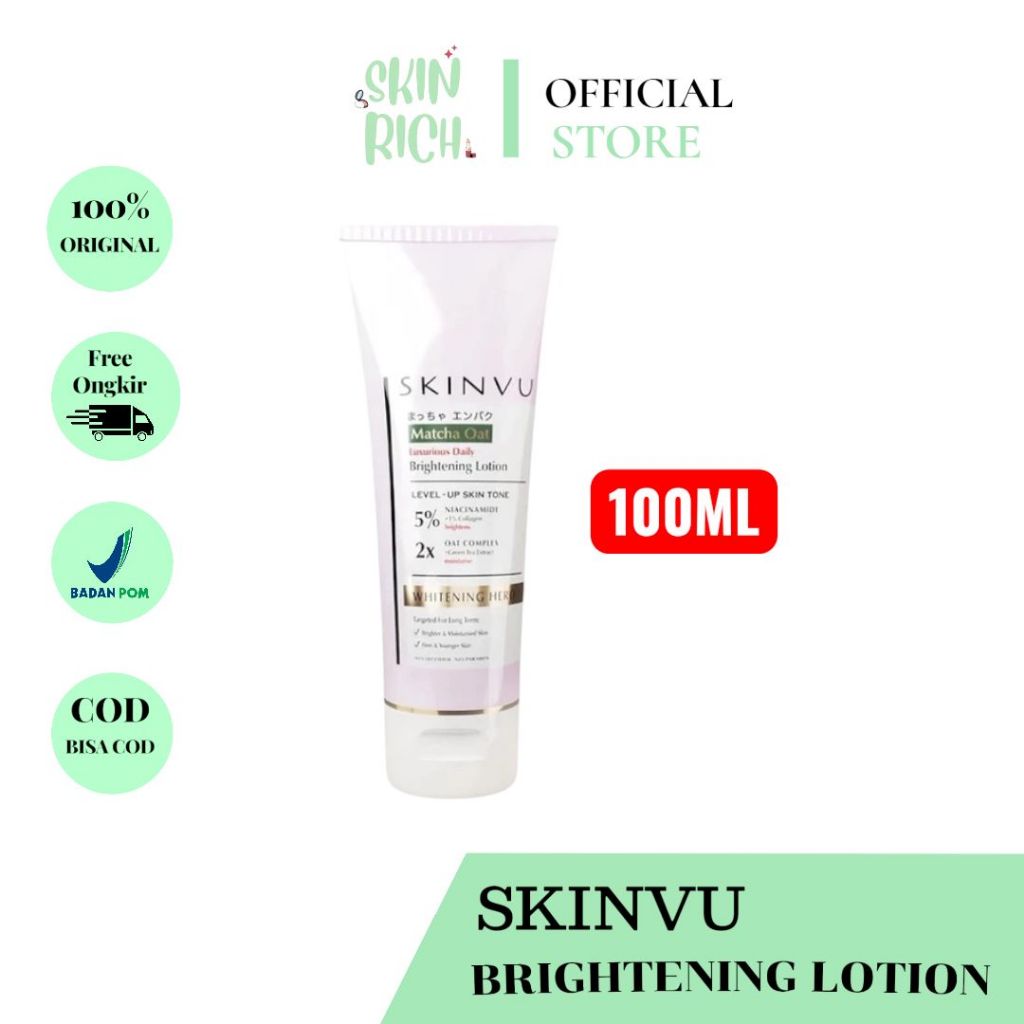 SKINVU BODY LOTION MATCHA OAT LUMINOUSE DAILY BRIGHTENING LOTION LEVEL UP SKIN TONE