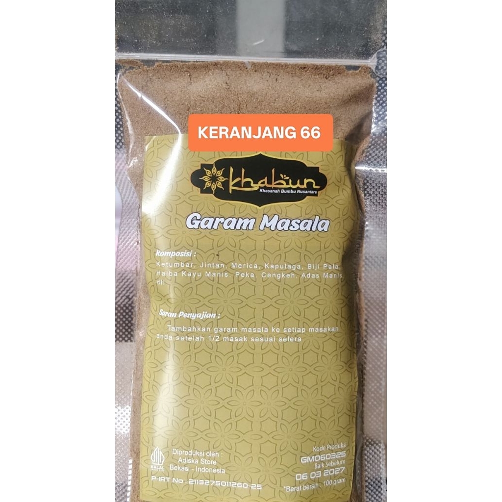 

Bumbu Rempah Arab - India Garam Masala Khabun 100 gr