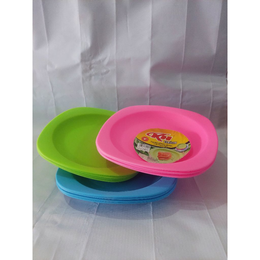 (1lusin)Piring makan segi plastik orion KH