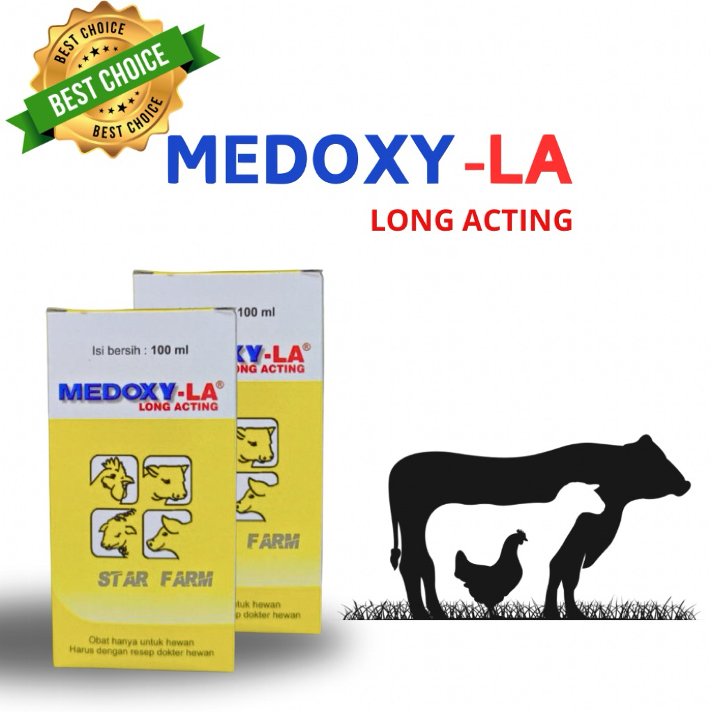 MEDOXY LA 100ML / MEDION - obat Injeksi untuk hewan / FREE SUNTIKAN