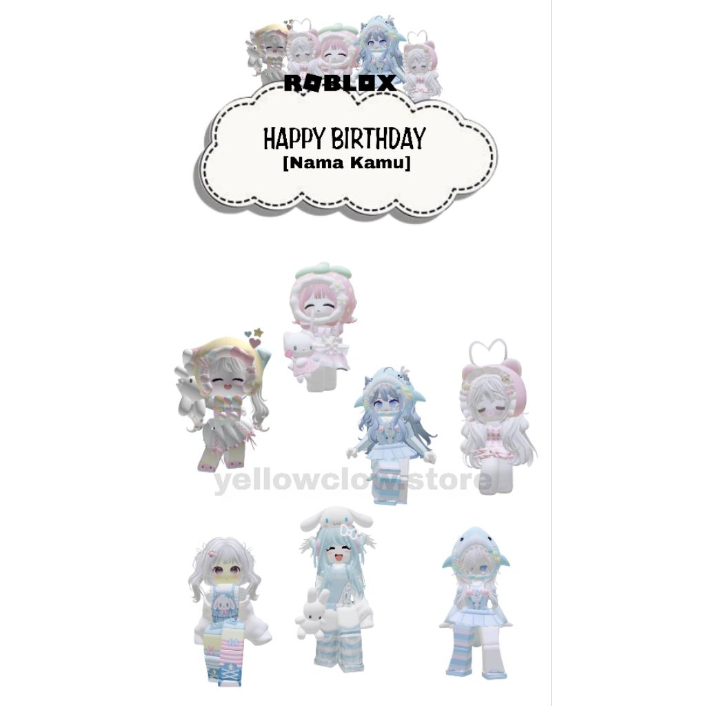 [Part 2] Topper Custom Nama Roblox Karakter/Topper Kue Ulang Tahun Tema Roblox Karakter/Topper Cake 