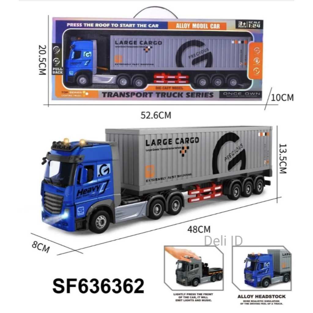 Mainan Anak Diecast Miniatur Transport Truck Series Truk Besar Kontainer Large Cargo Kargo Oli Oil T