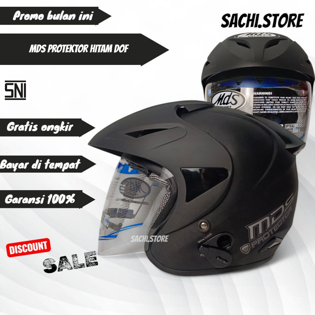 HELM MDS PROTEKTOR SOLID HITAM DOFF | HALF FACE ORIGINAL