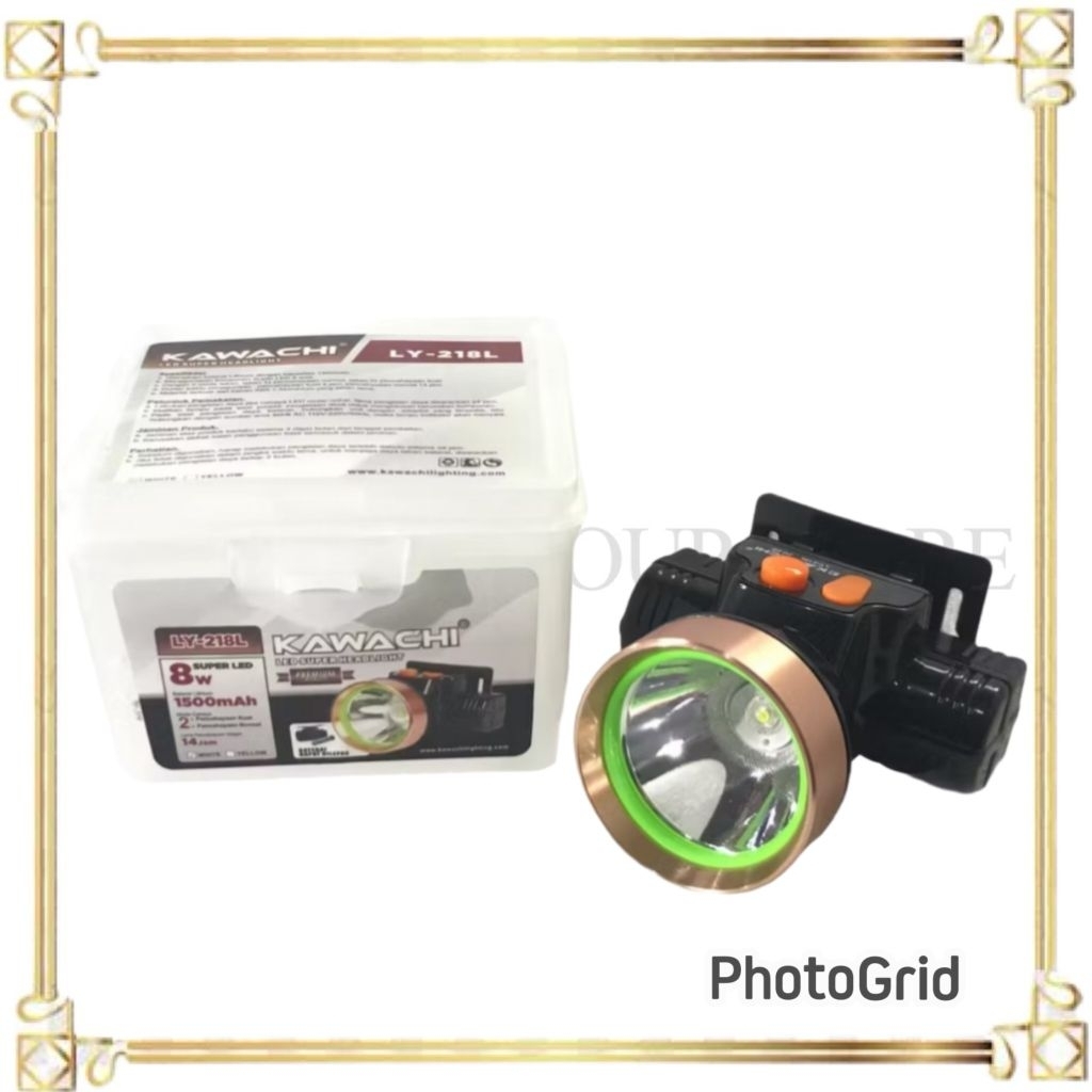 Kawachi Senter Kepala 8Watt (Baterai Dapat Dilepas) Senter Kawachi Murah (Free Baterai Lithium 1pc)