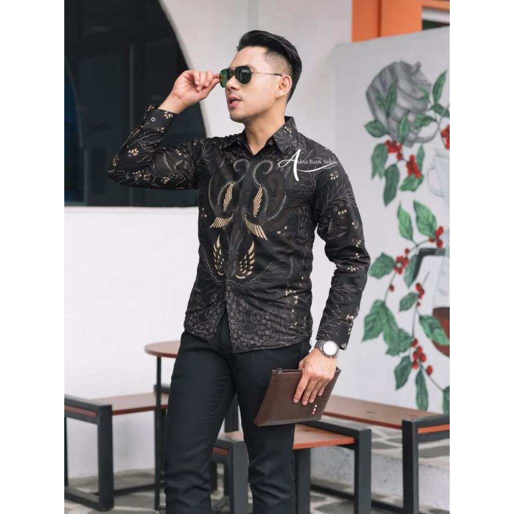 Arshaka Sawunggaling Kemeja Batik Pria Slimfit Lapis Furing Katun Lengan Panjang