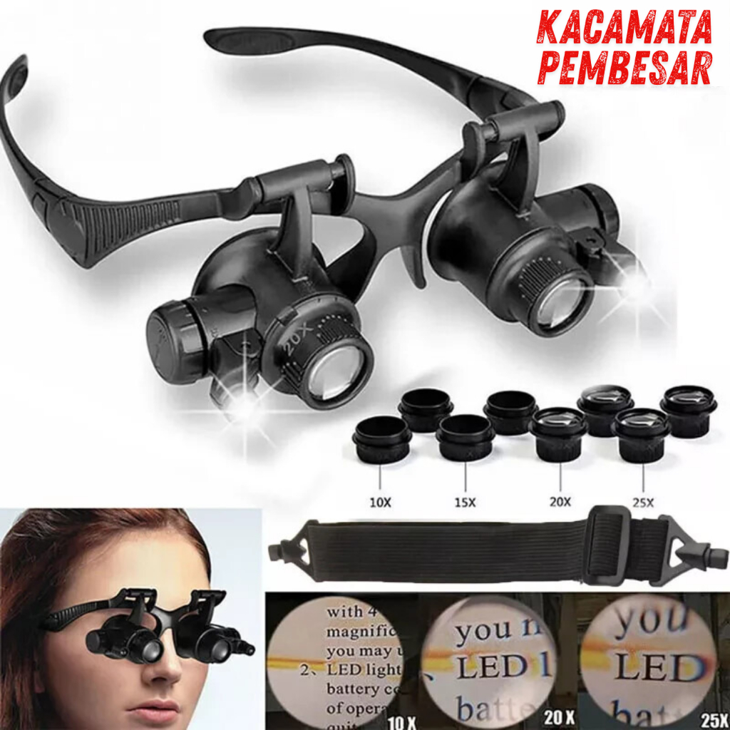 ZEAST Kacamata Pembesar Untuk servis hp elektronik dengan senter Jam Reparasi 25x Magnifier