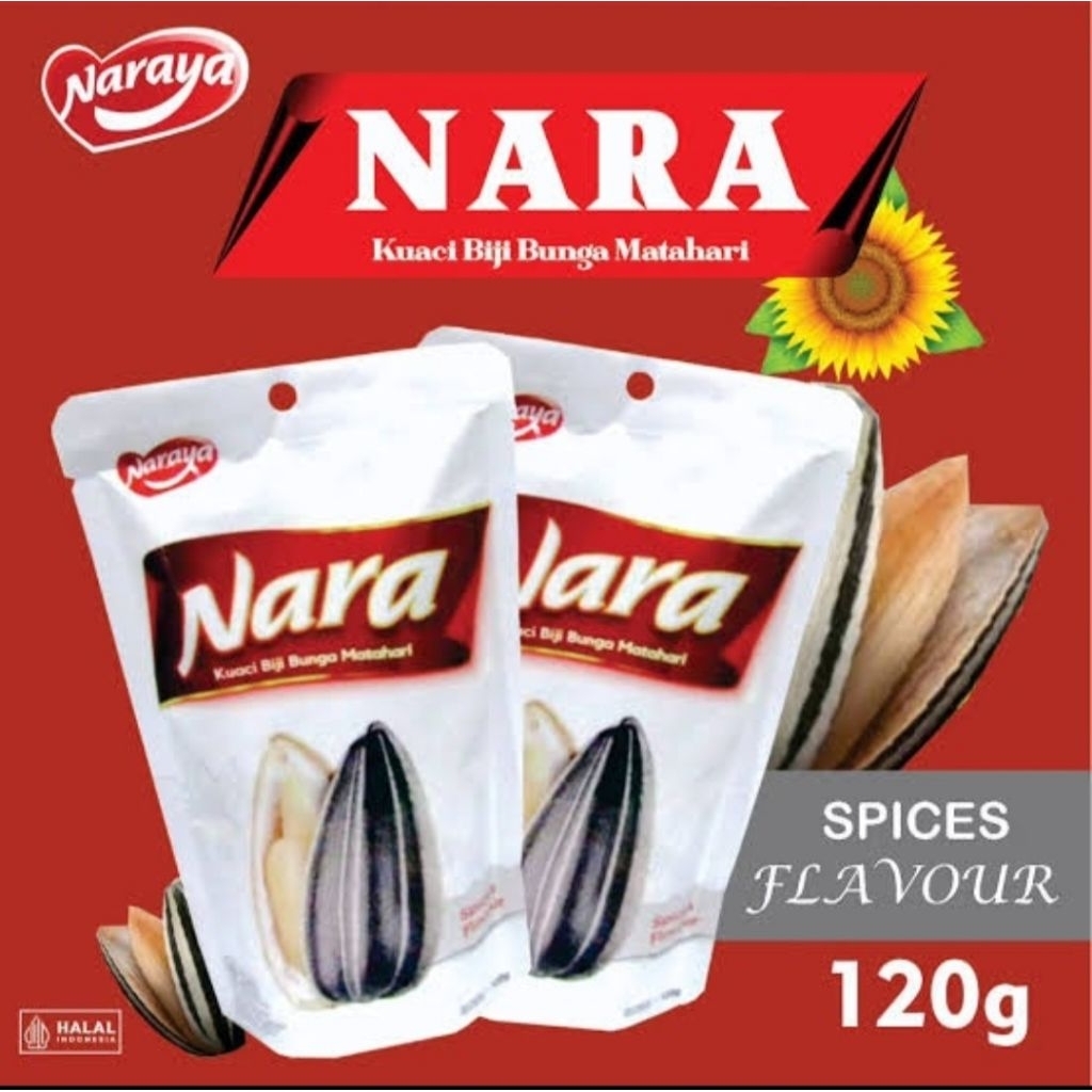 

KUACI BIJI BUNGA MATAHARI 120 gr NARAYA / NARA KUACI BIJI BUNGA MATAHARI 120 gr / Naraya Kuaci Biji Bunga Matahari Rasa Rempah (Spices Flavour).