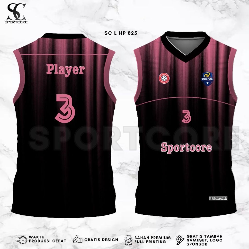 Jersey Voli Cewek Fullprinting Custom Nama Nomer