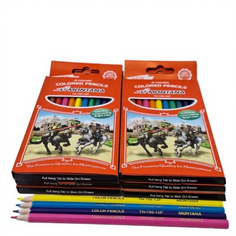 

1 Pak Colored Pencils MONTANA Panjang TH-750-12P Isi 12 Set / Pensil Warna Kayu / Pensil Gambar Warna