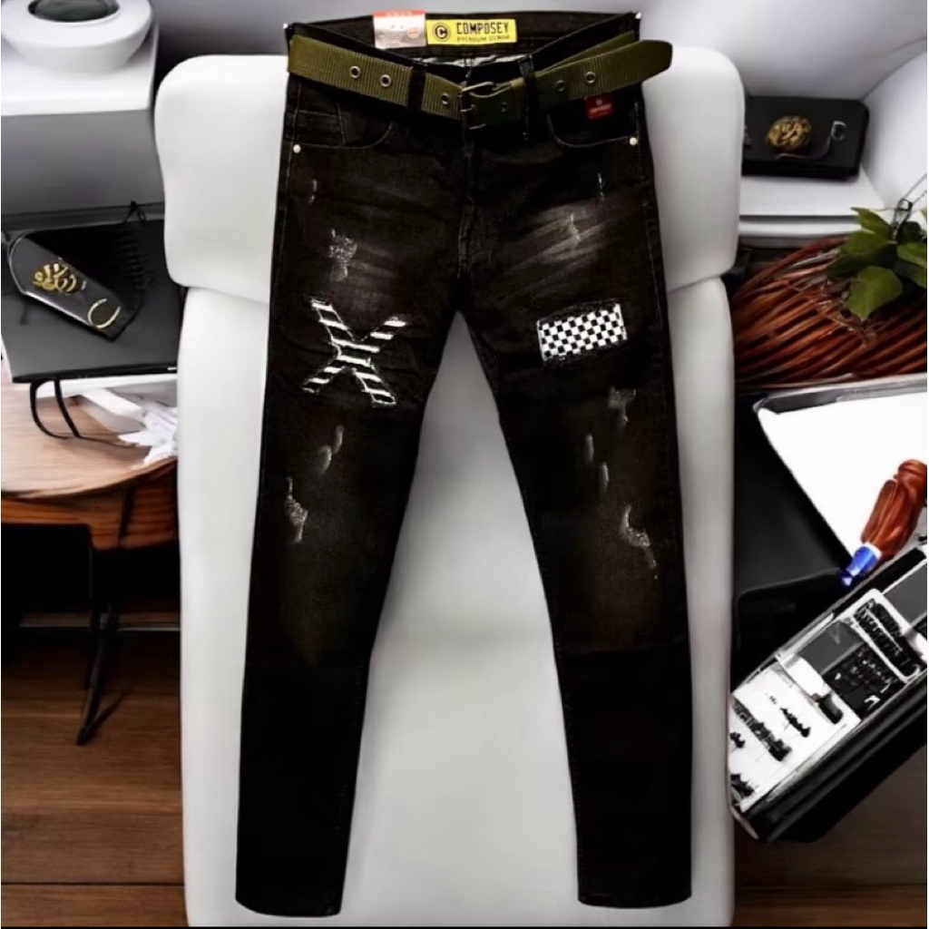 celana jeans ripped pria/celana jeans denim panjang/celana skinny pria/celana levis denim panjang pr