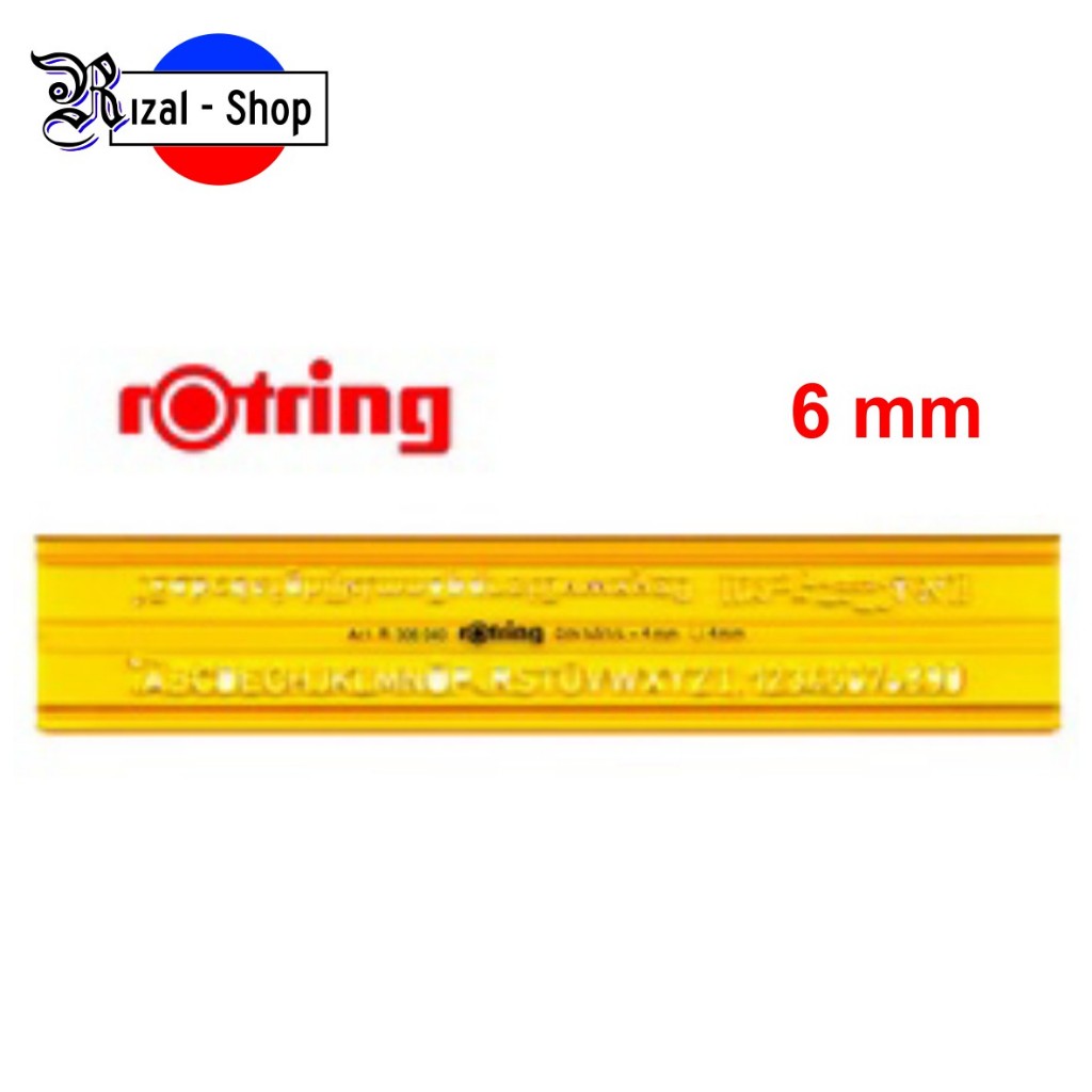 Penggaris Sablon Huruf Rotring 6 mm Mal Abjad Original