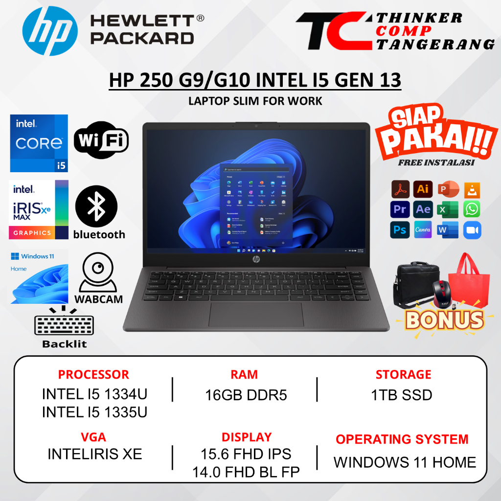 HP 250 G9/G10 Intel I5 1335U 16GB 1TB 15.6 FHD IPS Win11Home