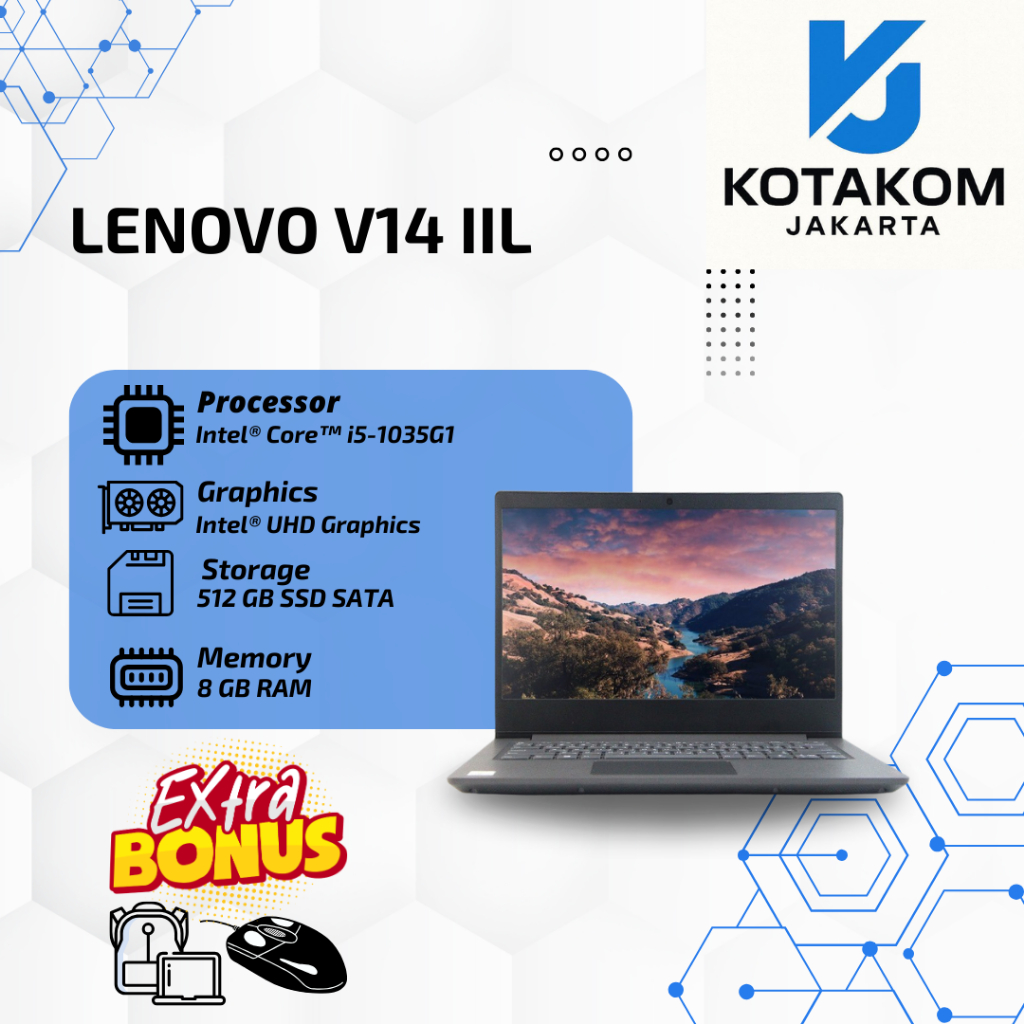 Laptop Lenovo V14-IIL – Core i5 Kencang | 8GB RAM | SSD 512GB | 14” FHD | Windows 11