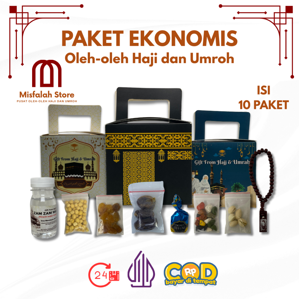 

Paket 10pcs Ekonomis Tasbih Oleh-oleh Haji dan Umroh isi Air Zamzam / Dus Ka'bah